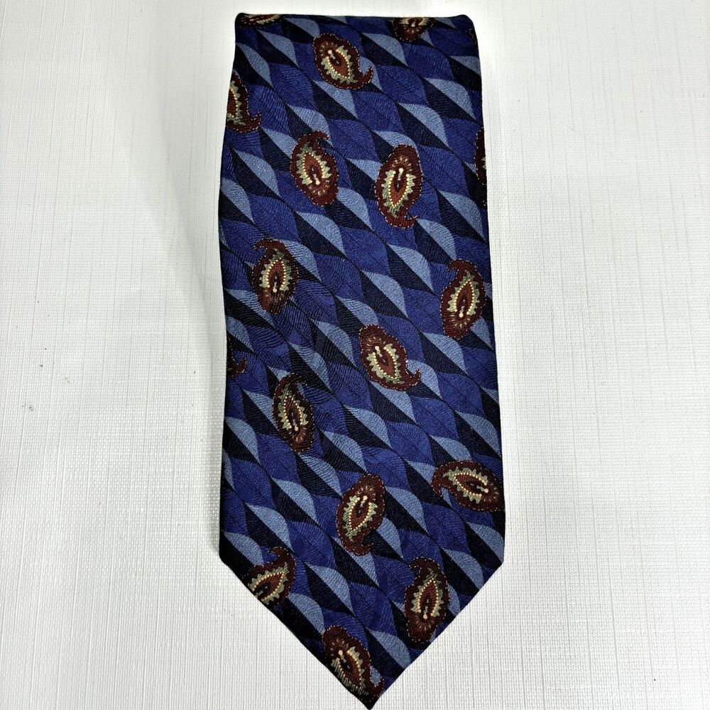 Prima Italy Mens Silk Necktie Vintage Paisley Made USA Business Workwear Preppy